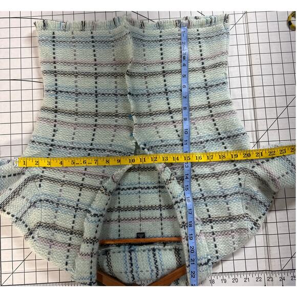 Banana Republic Soft Cozy Angora Wool Blue Pink Plaid Blazer SweaterWomen Medium - Picture 7 of 8